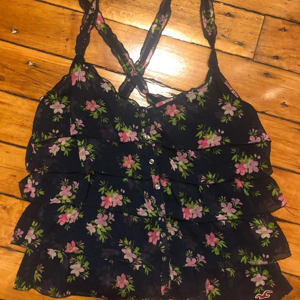 Floral tank top, sheer material